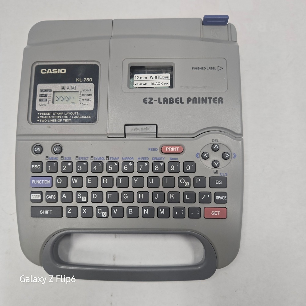 Casio KL-750 EZ-Label Printer Gray Portable Thermal Label Maker QWERTY Keyboard